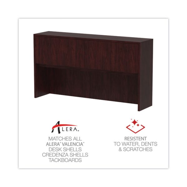 Alera Valencia Series Hutch with Doors, 4 Compartments, 70.63w x 15d x 35.38h, Mahogany - Image 4
