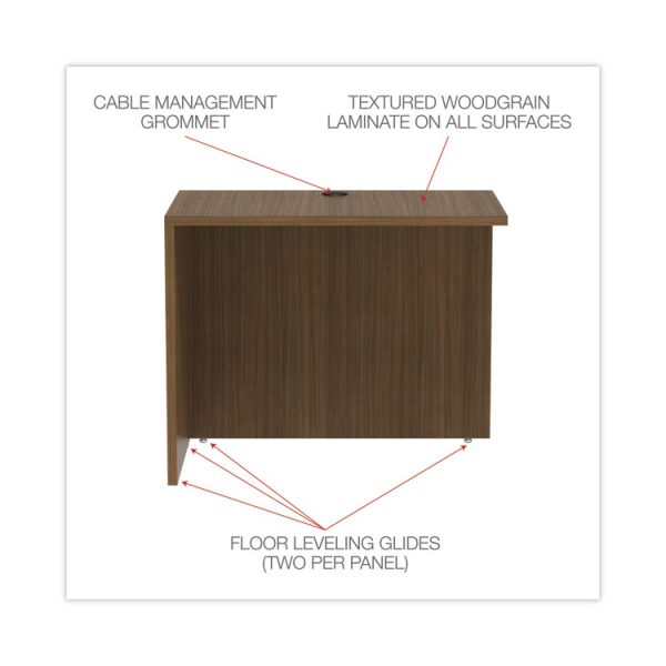 Alera Valencia Series Reversible Return/Bridge Shell, 35w x 23.63d x 29.5h, Modern Walnut - Image 3