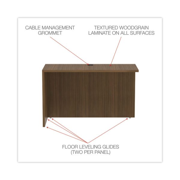 Alera Valencia Series Reversible Return/Bridge Shell, 47.25w x 23.63d x 29.5h, Modern Walnut - Image 3