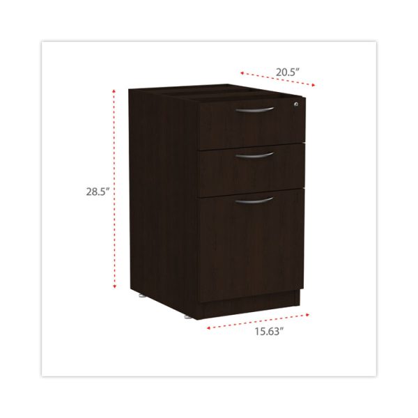 Alera Valencia Series Full Pedestal File, Left/right, 3-Drawers: Box/box/file, Legal/letter, Espresso, 15.63" X 20.5" X 28.5" - Image 7