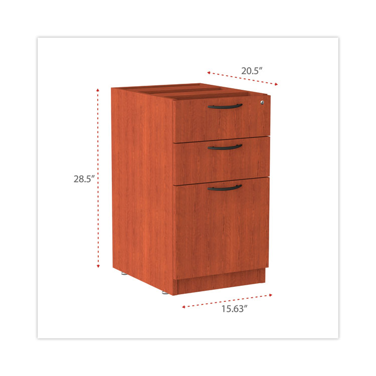 Alera Valencia Series Full Pedestal File, Left/right, 3-Drawers: Box/box/file, Legal/letter, Cherry, 15.63" X 20.5" X 28.5" - Image 4