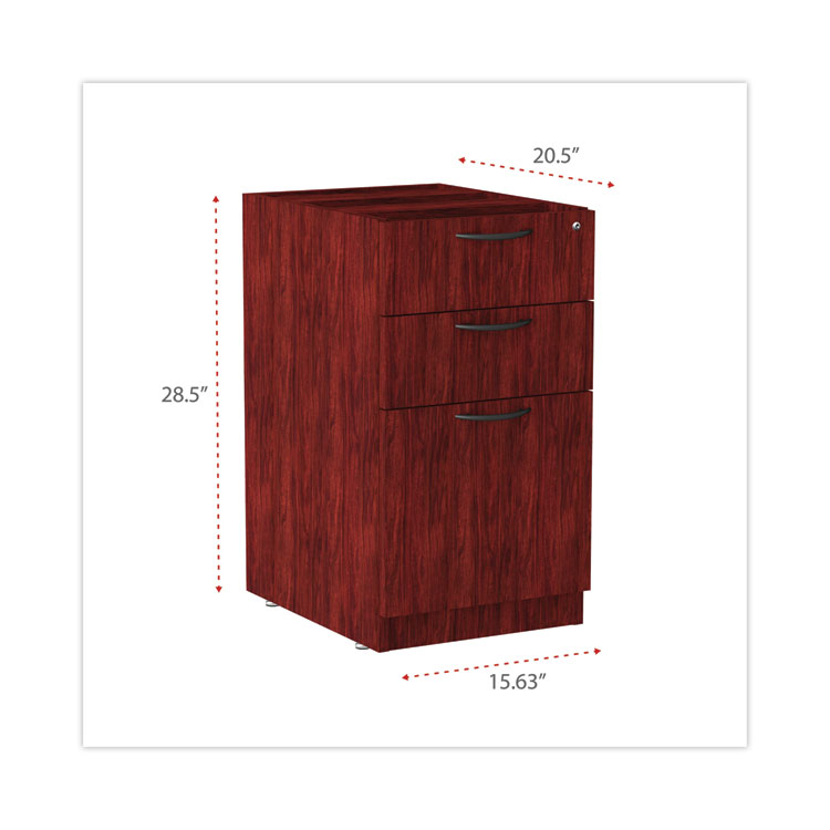 Alera Valencia Series Full Pedestal File, Left/right, 3-Drawers: Box/box/file, Legal/letter, Mahogany, 15.63" X 20.5" X 28.5" - Image 5