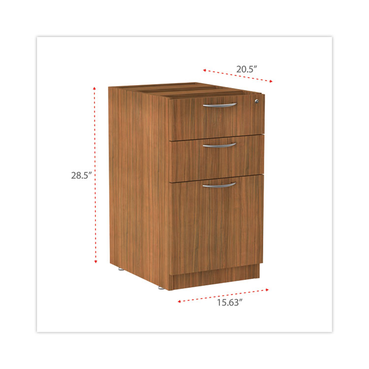 Alera Valencia Series Full Pedestal File, Left/Right, 3-Drawer: Box/Box/File, Legal/Letter, Modern Walnut,15.63 x 20.5 x 28.5 - Image 4