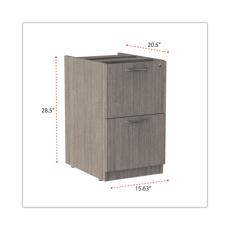 Alera Valencia Series Full Pedestal File, Left or Right, 2 Legal/Letter-Size File Drawers, Gray, 15.63" x 20.5" x 28.5" - Image 3
