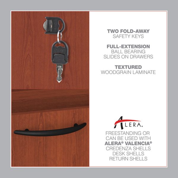 Alera Valencia Series Hanging Pedestal File, Left/right, 2-Drawer: Box/file, Legal/letter, Cherry, 15.63 X 20.5 X 19.25 - Image 8