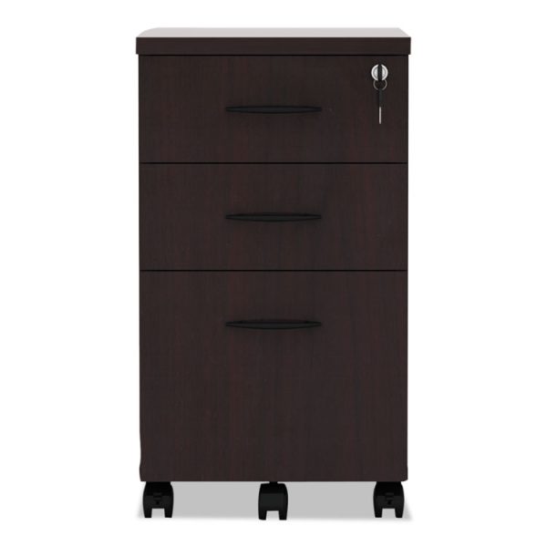 Alera Valencia Series Mobile Pedestal File, Left/right, 3-Drawers: Box/box/file, Legal/letter, Mahogany, 15.88 X 20.5 X 28.38 - Image 2