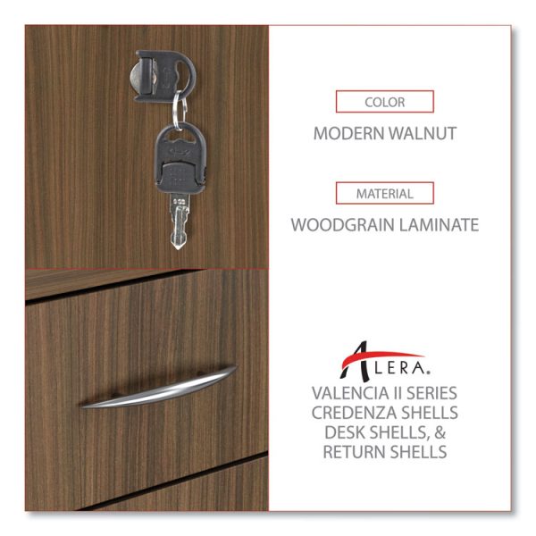 Alera Valencia Series Mobile Pedestal File, Left/right, 3-Drawer: Box/box/file, Legal/letter, Walnut, 15.88 X 20.5 X 28.38 - Image 3
