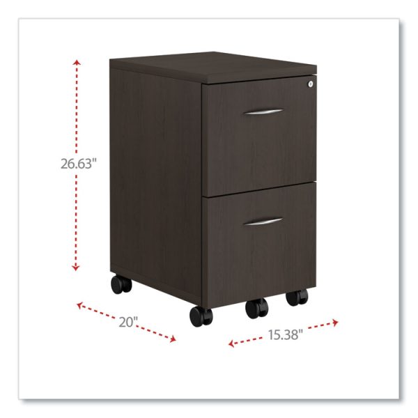 Alera Valencia Series Mobile Pedestal, Left Or Right, 2 Legal/letter-Size File Drawers, Espresso, 15.38" X 20" X 26.63" - Image 2
