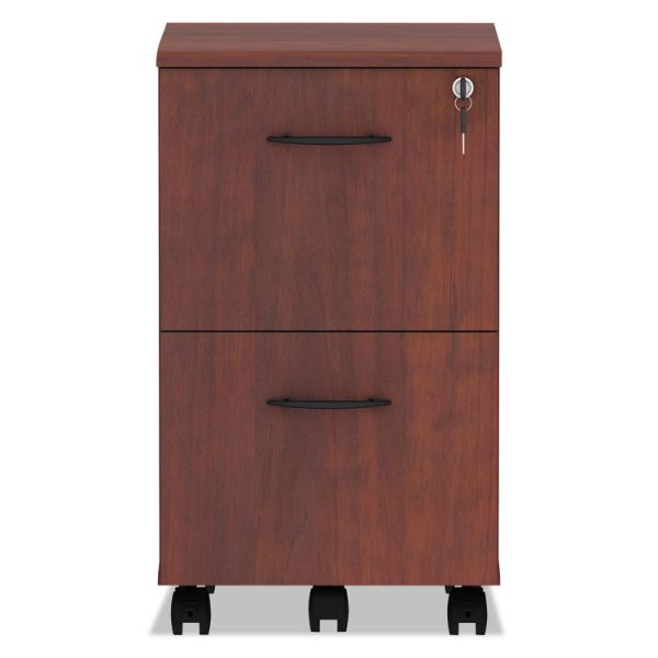 Alera Valencia Series Mobile Pedestal, Left Or Right, 2 Legal/letter-Size File Drawers, Medium Cherry, 15.38" X 20" X 26.63" - Image 2