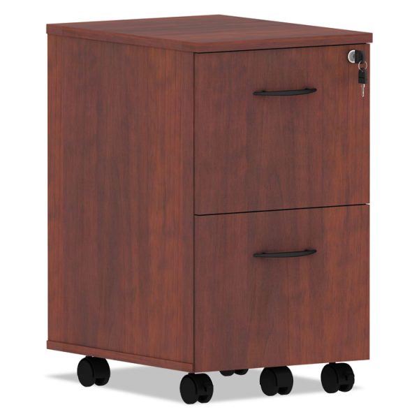 Alera Valencia Series Mobile Pedestal, Left Or Right, 2 Legal/letter-Size File Drawers, Medium Cherry, 15.38" X 20" X 26.63"
