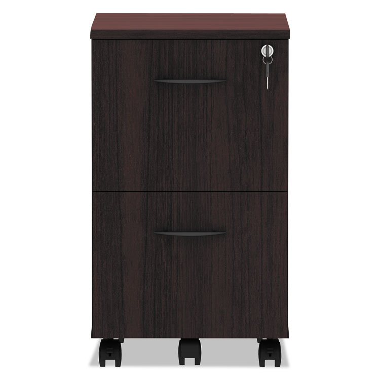 Alera Valencia Series Mobile Pedestal, Left Or Right, 2 Legal/letter-Size File Drawers, Mahogany, 15.38" X 20" X 26.63" - Image 2