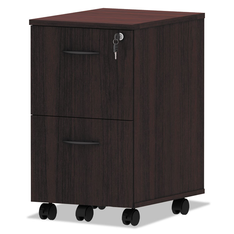 Alera Valencia Series Mobile Pedestal, Left Or Right, 2 Legal/letter-Size File Drawers, Mahogany, 15.38" X 20" X 26.63" - Image 3