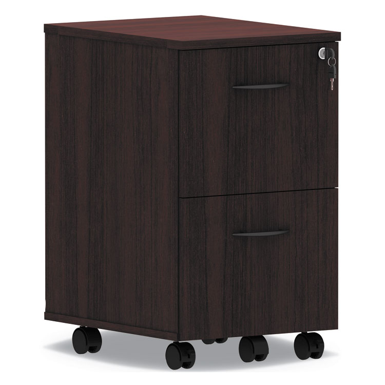 Alera Valencia Series Mobile Pedestal, Left Or Right, 2 Legal/letter-Size File Drawers, Mahogany, 15.38" X 20" X 26.63"