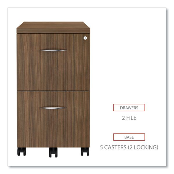 Alera Valencia Series Mobile Pedestal, Left Or Right, 2 Legal/letter-Size File Drawers, Modern Walnut, 15.38" X 20" X 26.63" - Image 4