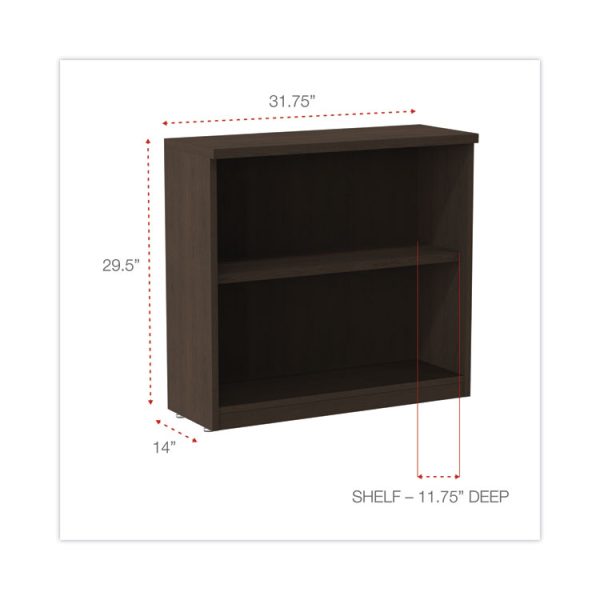 Alera Valencia Series Bookcase, Two-Shelf, 31.75w x 14d x 29.5h, Espresso - Image 2