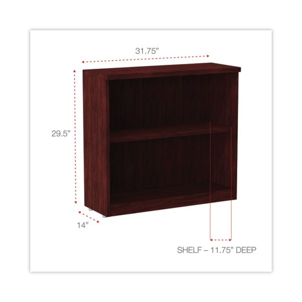 Alera Valencia Series Bookcase, Two-Shelf, 31.75w x 14d x 29.5h, Mahogany - Image 2