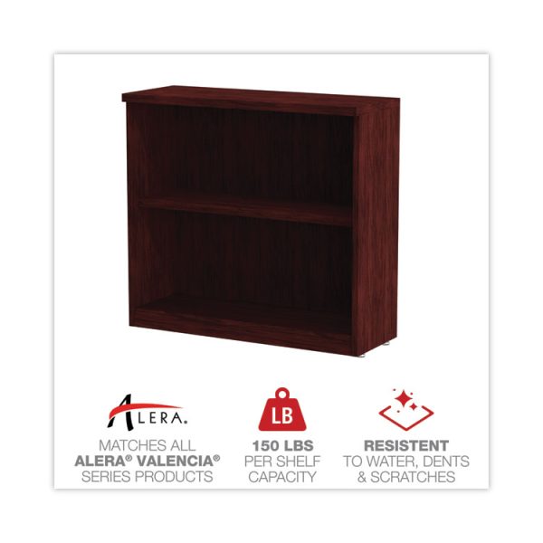 Alera Valencia Series Bookcase, Two-Shelf, 31.75w x 14d x 29.5h, Mahogany - Image 4