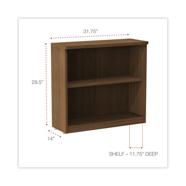 Alera Valencia Series Bookcase,Two-Shelf, 31.75w x 14d x 29.5h, Modern Walnut - Image 2