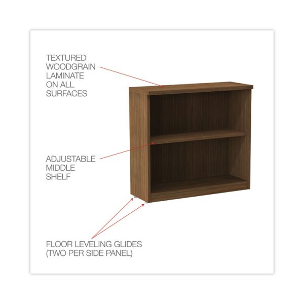 Alera Valencia Series Bookcase,Two-Shelf, 31.75w x 14d x 29.5h, Modern Walnut - Image 3