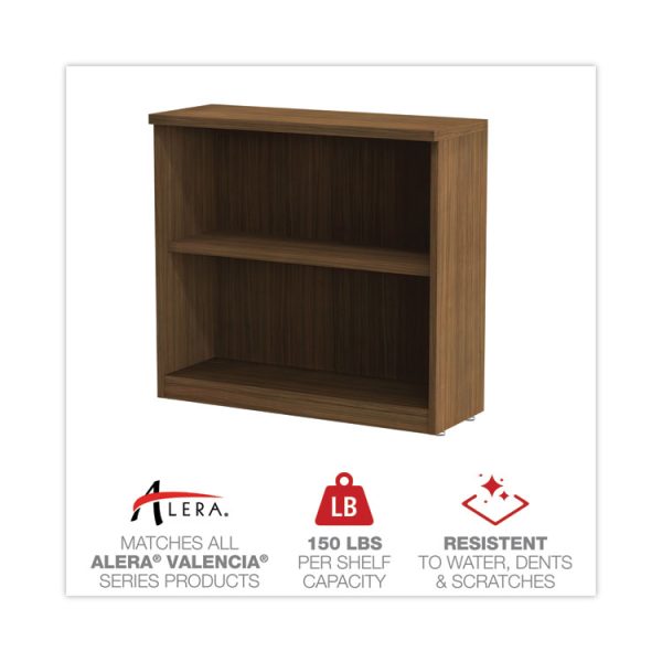 Alera Valencia Series Bookcase,Two-Shelf, 31.75w x 14d x 29.5h, Modern Walnut - Image 4