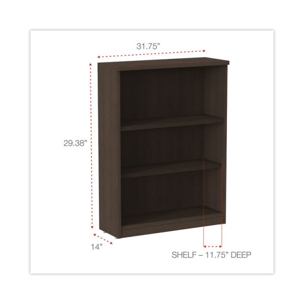 Alera Valencia Series Bookcase, Three-Shelf, 31.75w x 14d x 39.38h, Espresso - Image 2