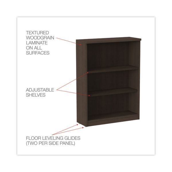 Alera Valencia Series Bookcase, Three-Shelf, 31.75w x 14d x 39.38h, Espresso - Image 3