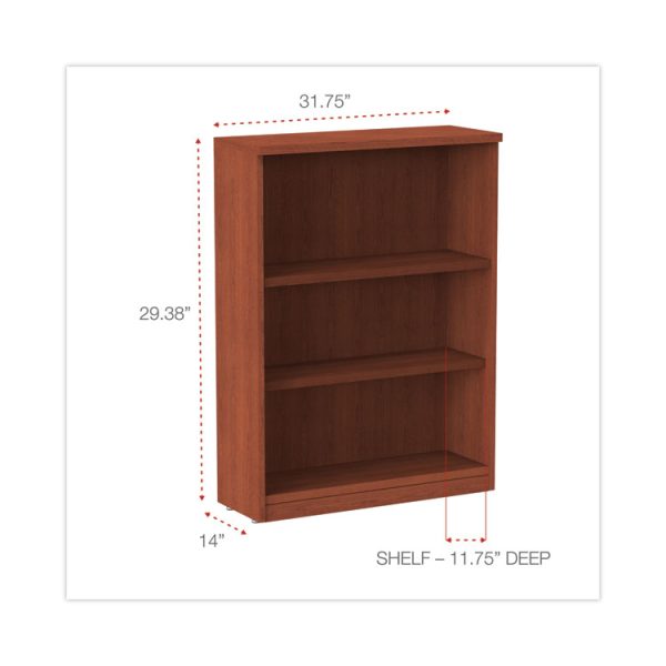 Alera Valencia Series Bookcase, Three-Shelf, 31.75w x 14d x 39.38h, Med Cherry - Image 2