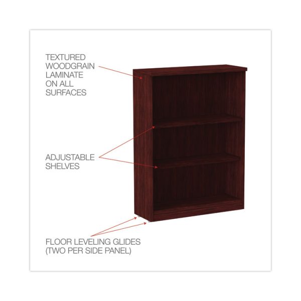 Alera Valencia Series Bookcase, Three-Shelf, 31.75w x 14d x 39.38h, Mahogany - Image 3