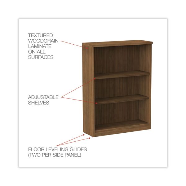 Alera Valencia Series Bookcase, Three-Shelf, 31.75w x 14d x 39.38h, Modern Walnut - Image 3