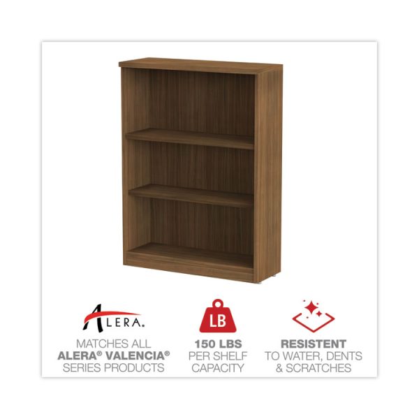 Alera Valencia Series Bookcase, Three-Shelf, 31.75w x 14d x 39.38h, Modern Walnut - Image 4