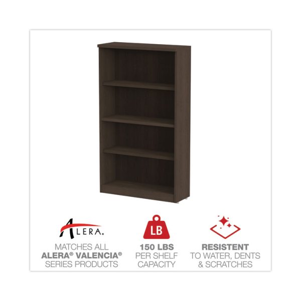Alera Valencia Series Bookcase, Four-Shelf, 31.75w x 14d x 54.88h, Espresso - Image 4