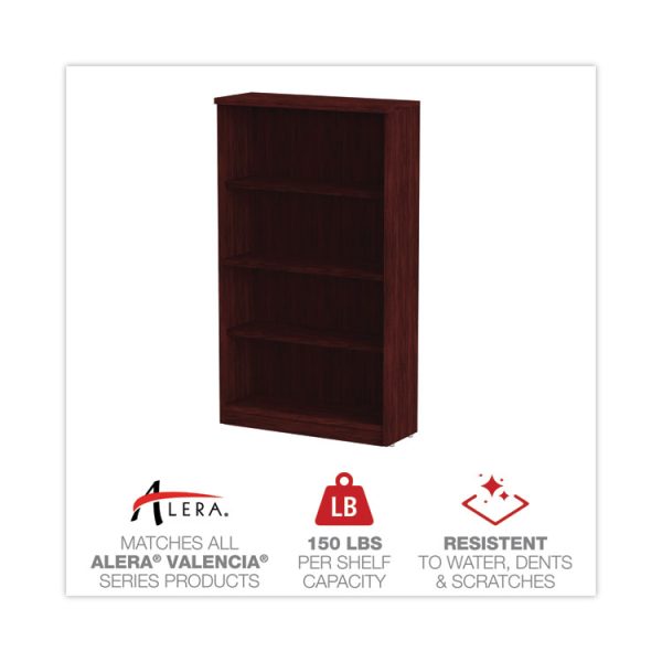 Alera Valencia Series Bookcase, Four-Shelf, 31.75w x 14d x 54.88h, Mahogany - Image 4