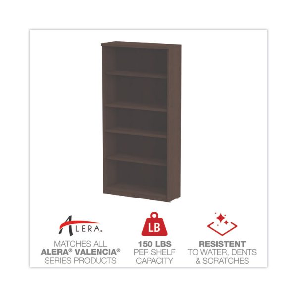 Alera Valencia Series Bookcase, Five-Shelf, 31.75w x 14d x 64.75h, Espresso - Image 4