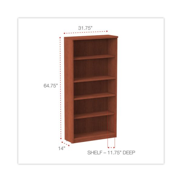 Alera Valencia Series Bookcase, Five-Shelf, 31.75w x 14d x 64.75h, Medium Cherry - Image 2