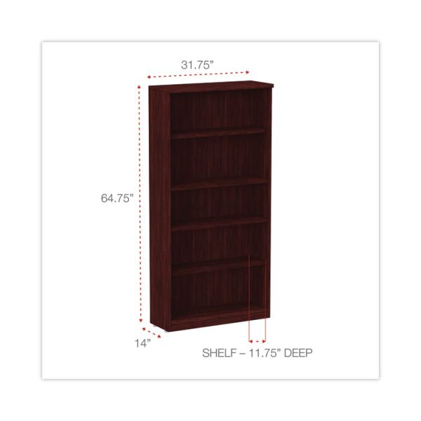 Alera Valencia Series Bookcase, Five-Shelf, 31.75w x 14d x 64.75h, Mahogany - Image 2