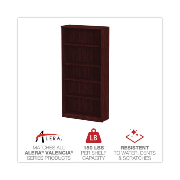 Alera Valencia Series Bookcase, Five-Shelf, 31.75w x 14d x 64.75h, Mahogany - Image 4