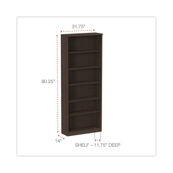 Alera Valencia Series Bookcase, Six-Shelf, 31.75w x 14d x 80.25h, Espresso - Image 2