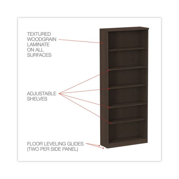 Alera Valencia Series Bookcase, Six-Shelf, 31.75w x 14d x 80.25h, Espresso - Image 3