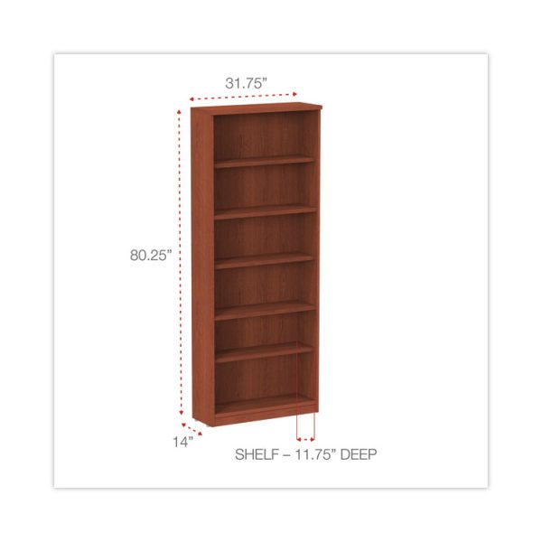 Alera Valencia Series Bookcase, Six-Shelf, 31.75w x 14d x 80.25h, Medium Cherry - Image 2