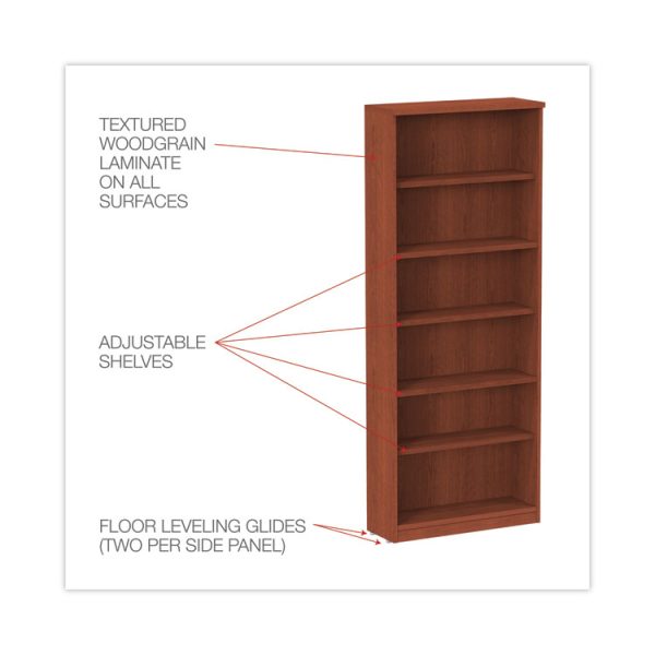 Alera Valencia Series Bookcase, Six-Shelf, 31.75w x 14d x 80.25h, Medium Cherry - Image 3