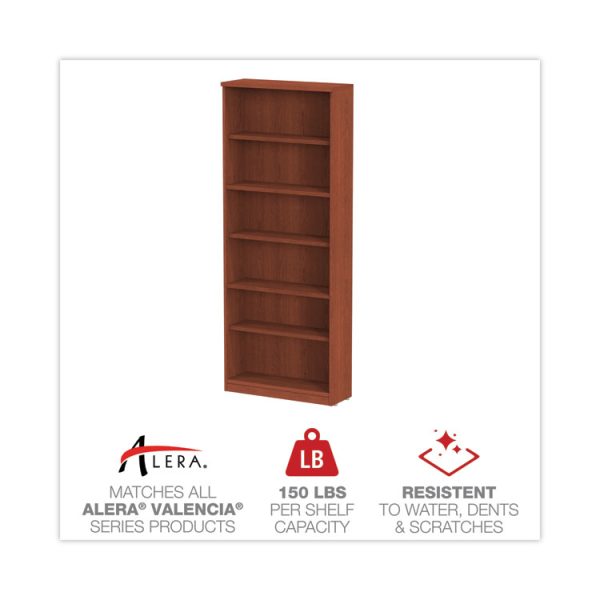 Alera Valencia Series Bookcase, Six-Shelf, 31.75w x 14d x 80.25h, Medium Cherry - Image 4