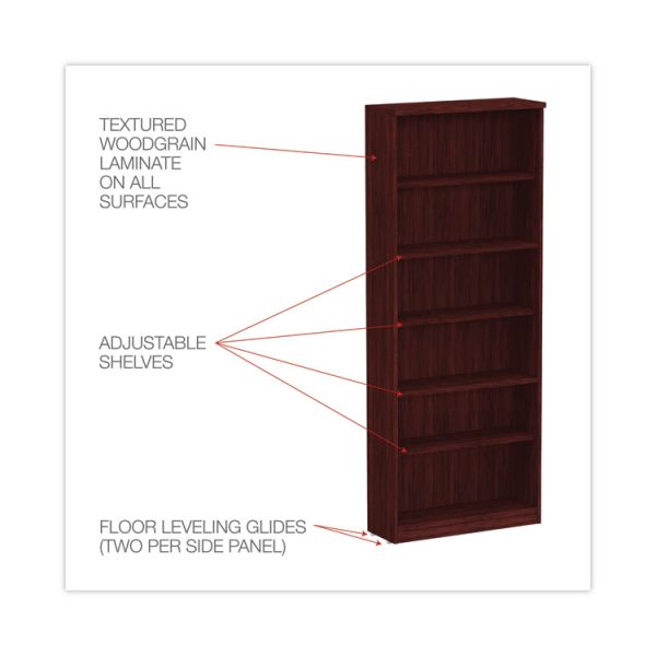 Alera Valencia Series Bookcase, Six-Shelf, 31.75w x 14d x 80.25h, Mahogany - Image 3