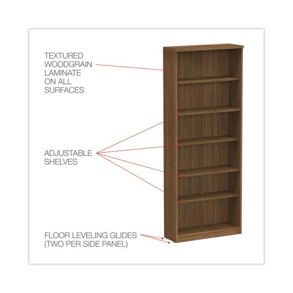 Alera Valencia Series Bookcase, Six-Shelf, 31.75w x 14d x 80.25h, Modern Walnut - Image 3