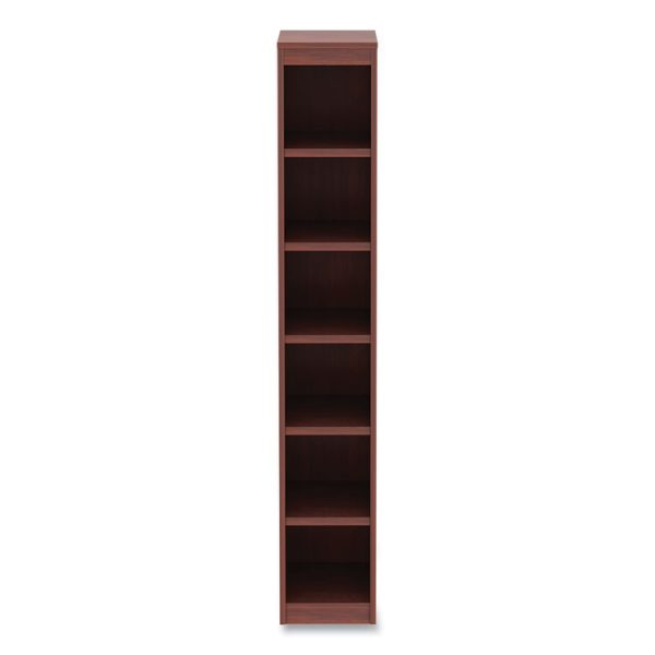 Alera Valencia Series Narrow Profile Bookcase, Six-Shelf, 11.81w x 11.81d x 71.73h, Medium Cherry - Image 4