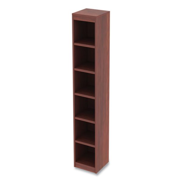 Alera Valencia Series Narrow Profile Bookcase, Six-Shelf, 11.81w x 11.81d x 71.73h, Medium Cherry - Image 3