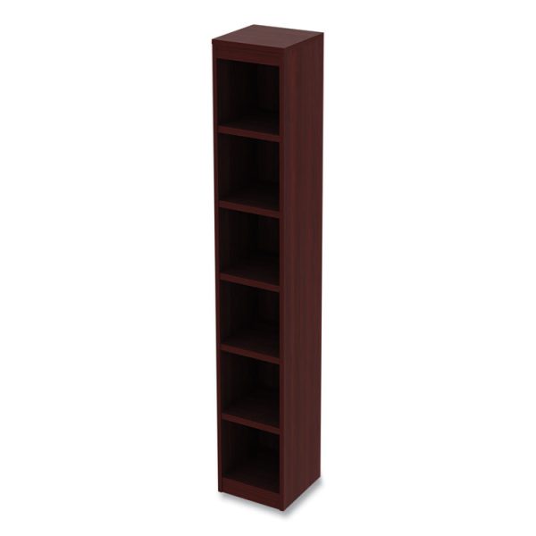 Alera Valencia Series Narrow Profile Bookcase, Six-Shelf, 11.81w x 11.81d x 71.73h, Mahogany - Image 3
