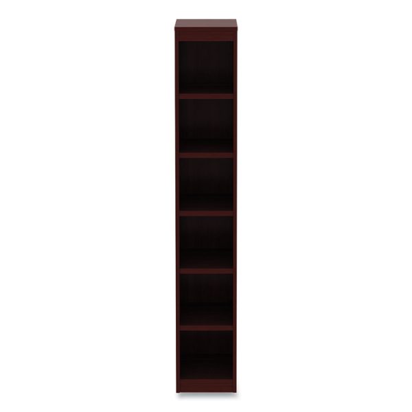 Alera Valencia Series Narrow Profile Bookcase, Six-Shelf, 11.81w x 11.81d x 71.73h, Mahogany - Image 4