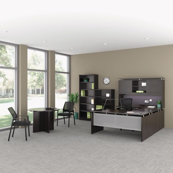 Alera Valencia Round Conference Table with Legs, 42" Diameter x 29.5h, Espresso - Image 3
