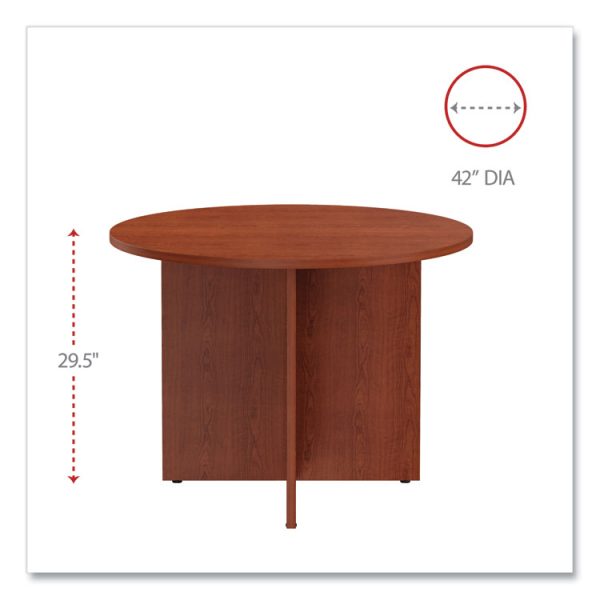 Alera Valencia Round Conference Table with Legs, 42" Diameter x 29.5h, Medium Cherry - Image 2