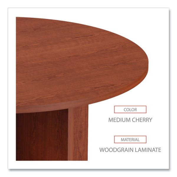 Alera Valencia Round Conference Table with Legs, 42" Diameter x 29.5h, Medium Cherry - Image 3